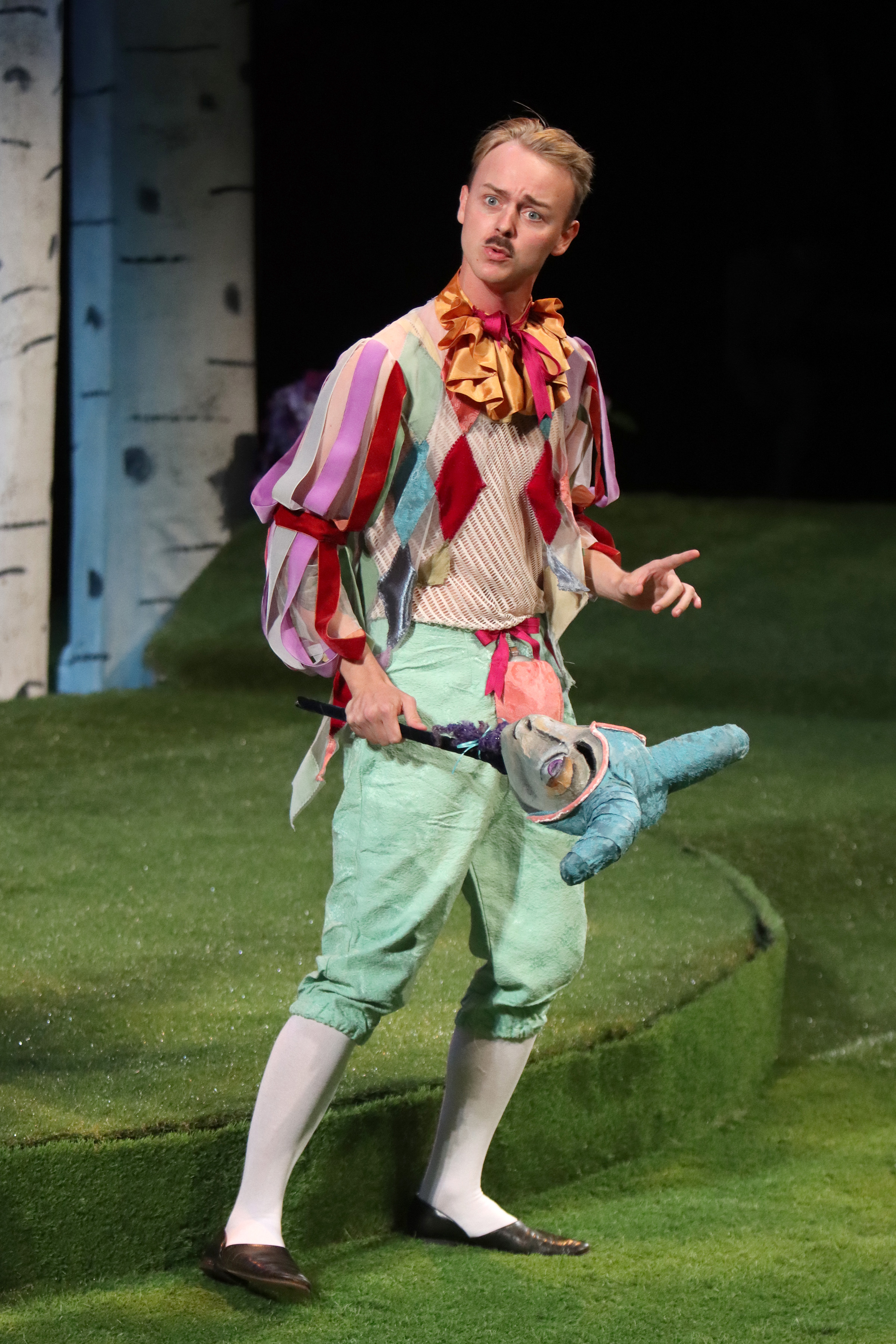 Wabash College Theater opened the 2022-23 season with “As You Like It.” Drew Johannes ’23 played the court jester Touchstone.