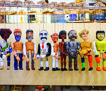 Puppets created in Andrea Bear's semester-long course on Czech puppetry